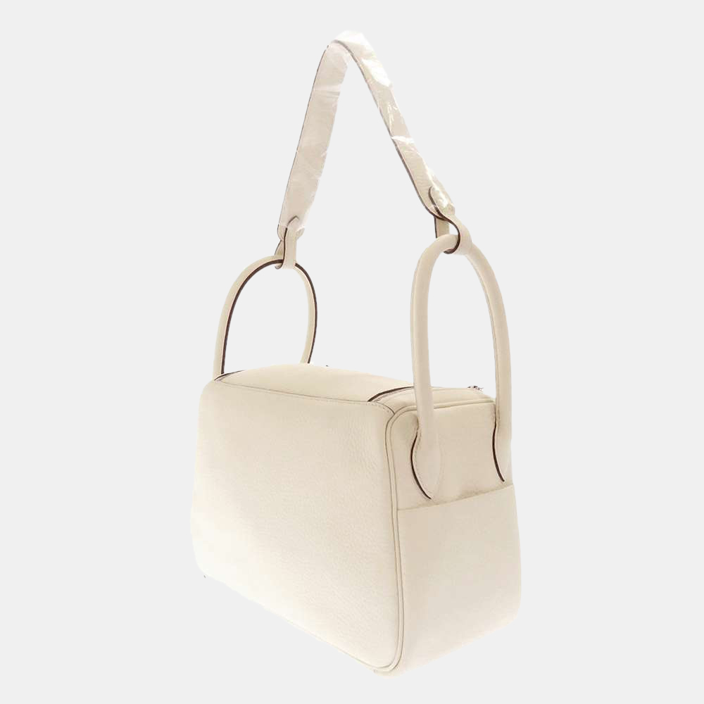 

Hermes White Taurillon Clemence Leather Lindy 26 Shoulder Bag