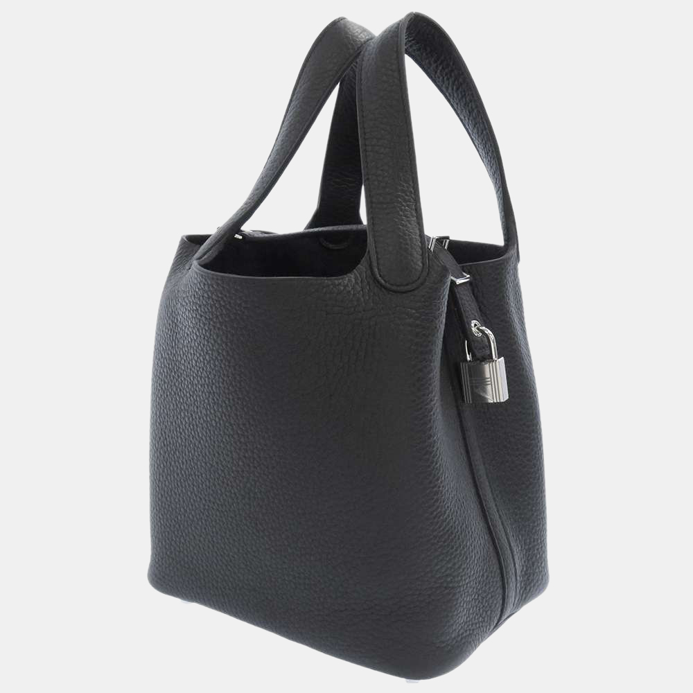 

Hermes Black Taurillon Clemence Leather Picotin Lock PM Tote Bag