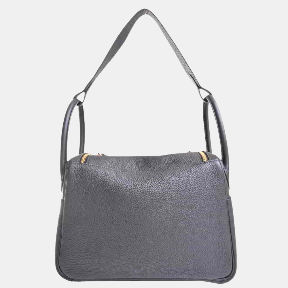 

Hermes Taurillon Clemence Lindy 30 Shoulder Bag Black