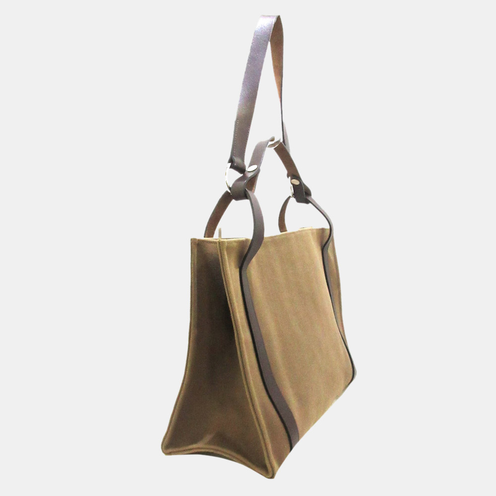 

Hermes Brown Cabalicol Canvas Tote Bag