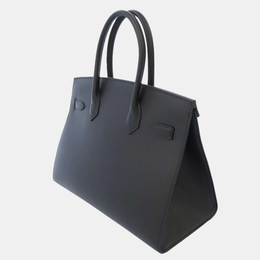 

Hermes Black Veau Madame Palladium Hardware Birkin Sellier 30 Bag