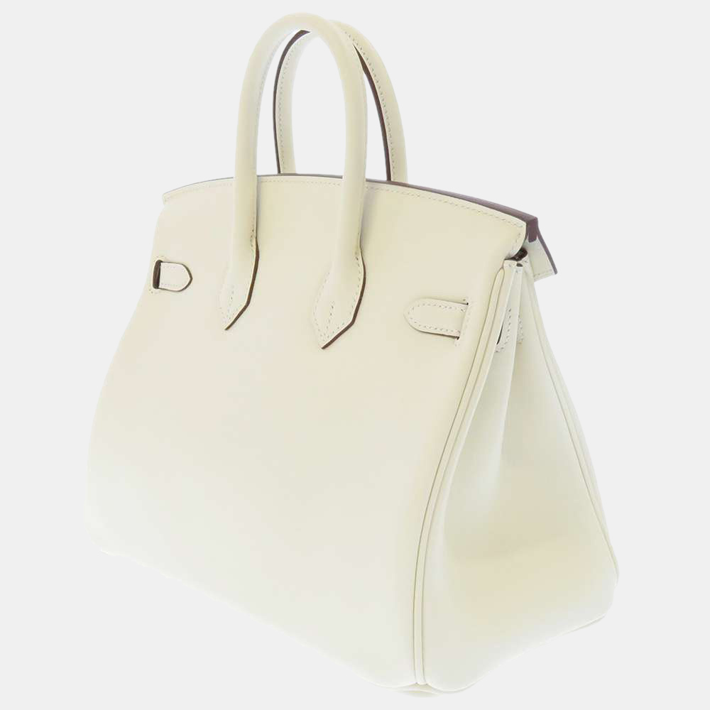 

Hermes White Swift Leather Gold Hardware Birkin 25 Bag