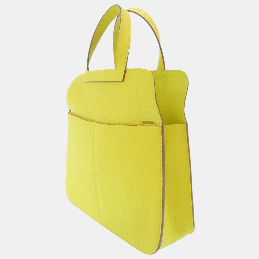 

Hermes Yellow Taurillon Clemence Leather Halzan 25 Tote Bag
