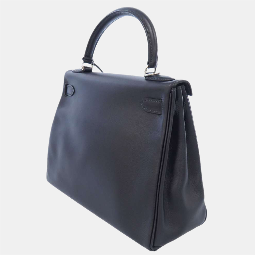 

Hermes Blue Swift Leather Palladium Hardware Kelly 28 Bag