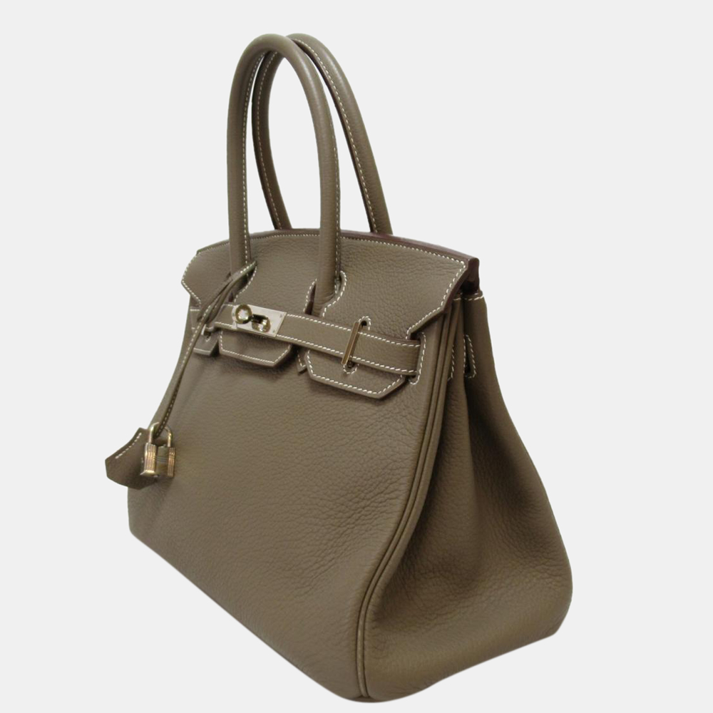 

Hermes Grey/Brown Togo Leather Palladium Hardware Birkin 30 Bag