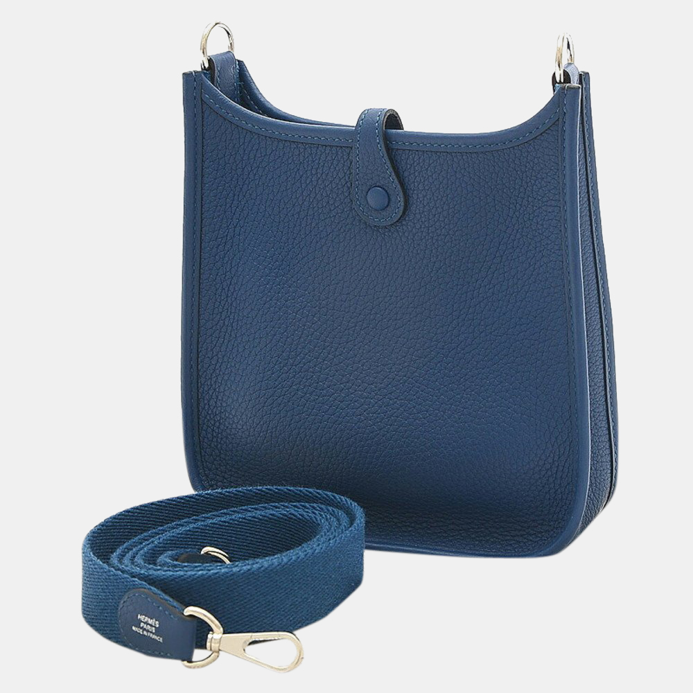 

Hermes Evelyn TPM Deep Blue Taurillon Clemence Z Engraved Shoulder Bag