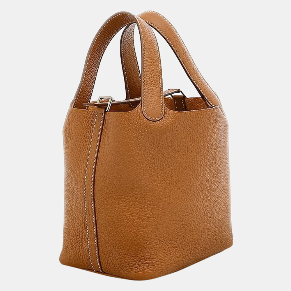 

Hermes Picotin Lock PM 18 Taurillon Gold U Engraved Handbag, Brown