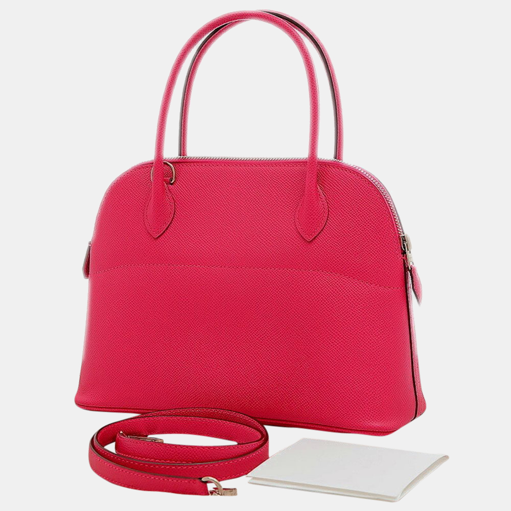 

Hermes Bolide 27 Epson Framboise Y Engraved Handbag, Red