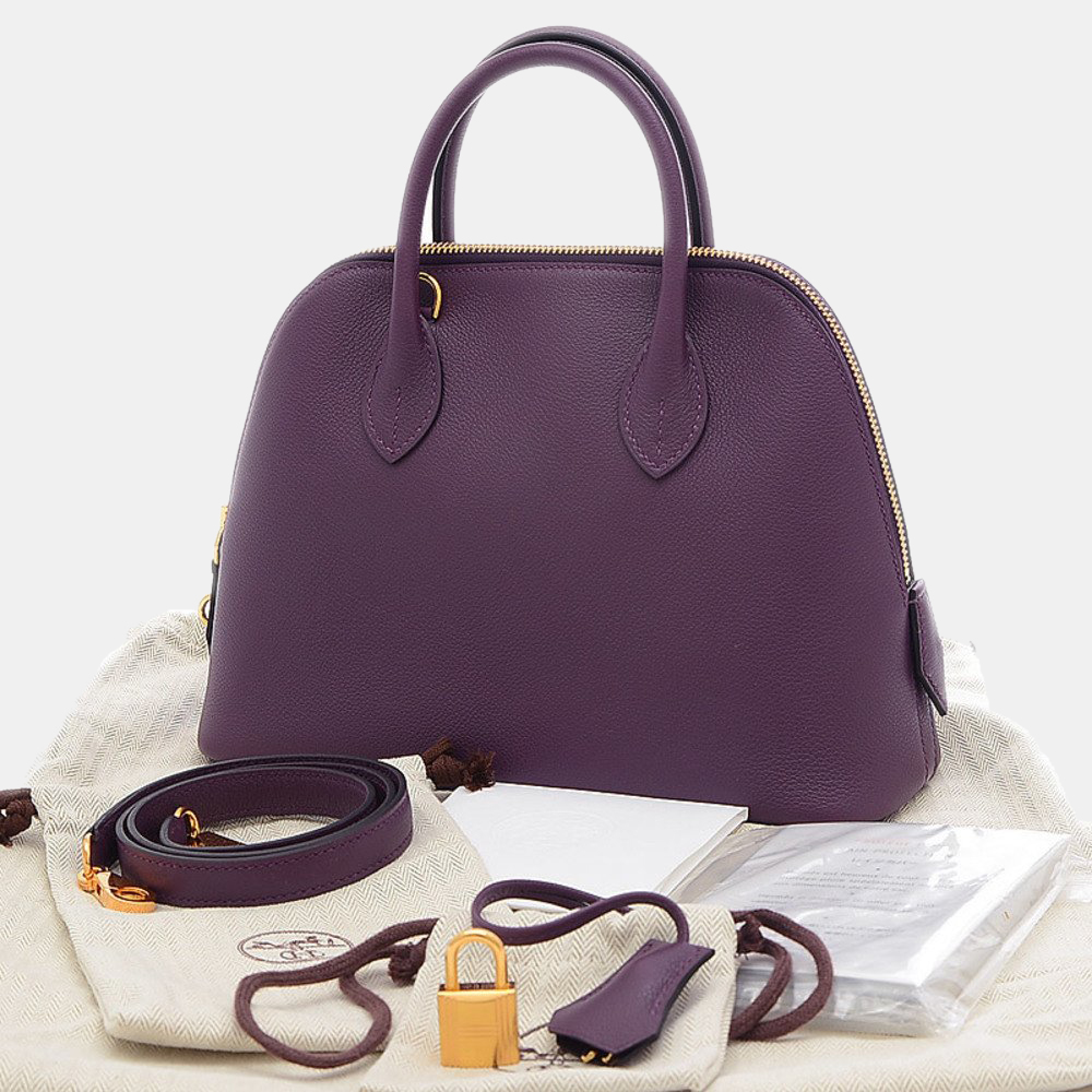 

Hermes Bolide 1923 25 Evercolor Cassis U Engraved Handbag, Purple