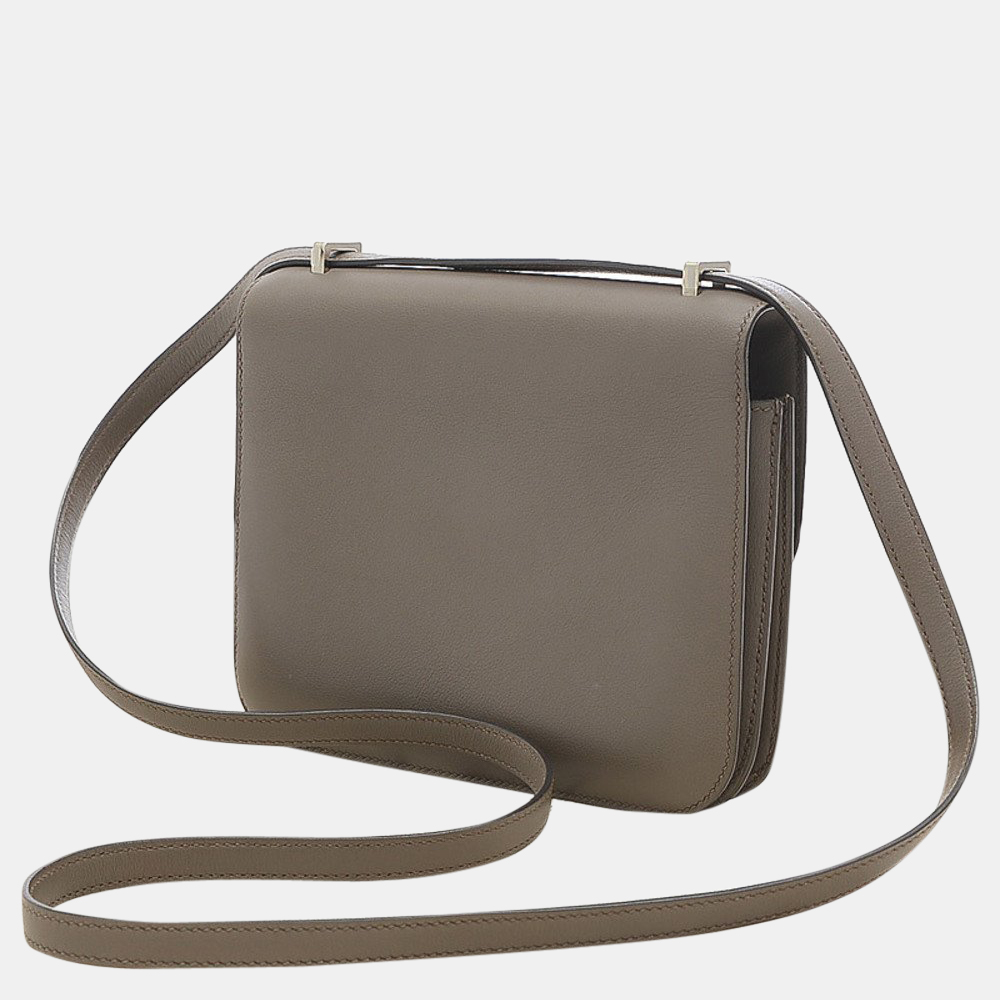 

Hermes Constance Mini 18 Swift Etain A Engraved Shoulder Bag, Grey