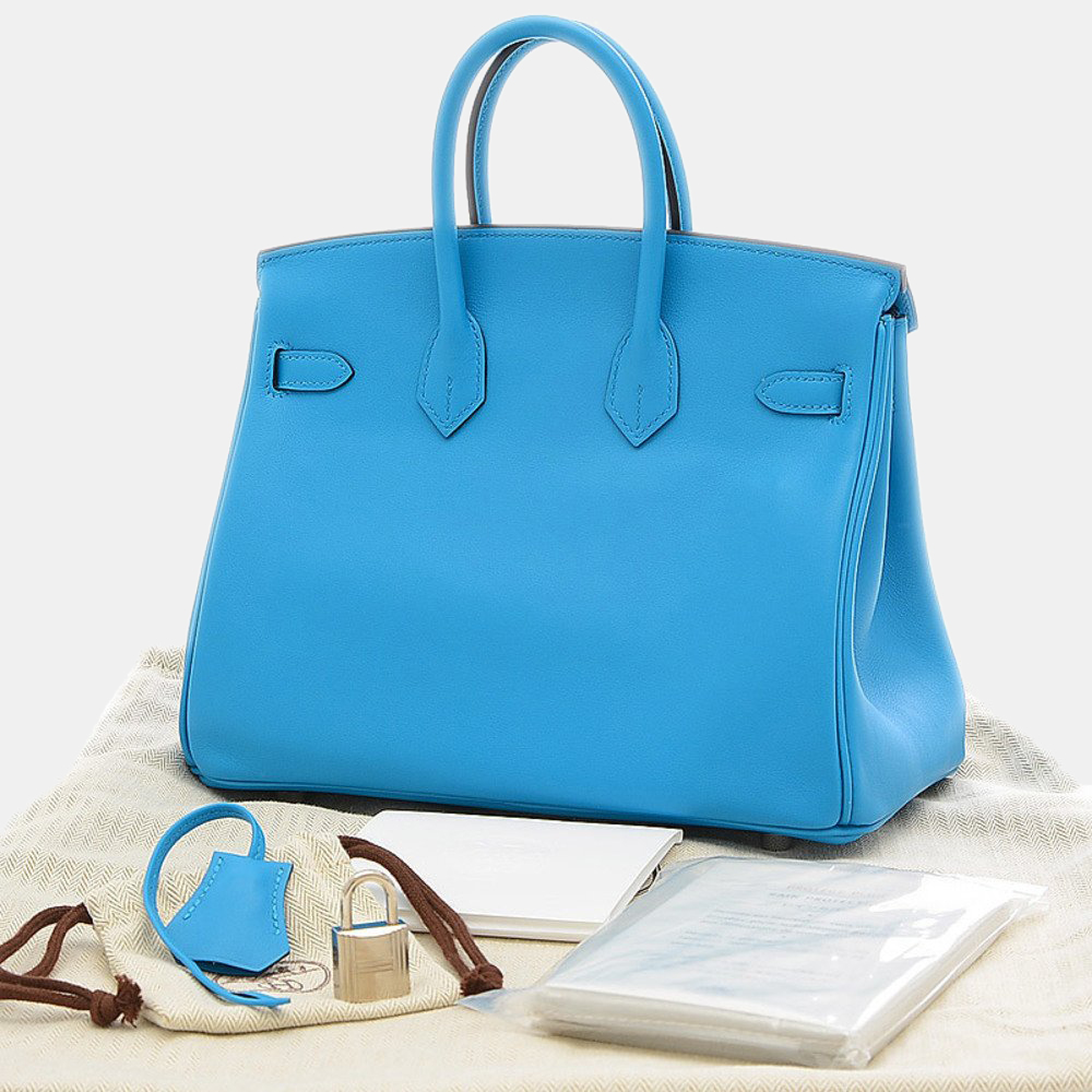 

Hermes Birkin 25 Swift Blue Frida Y Engraved Handbag