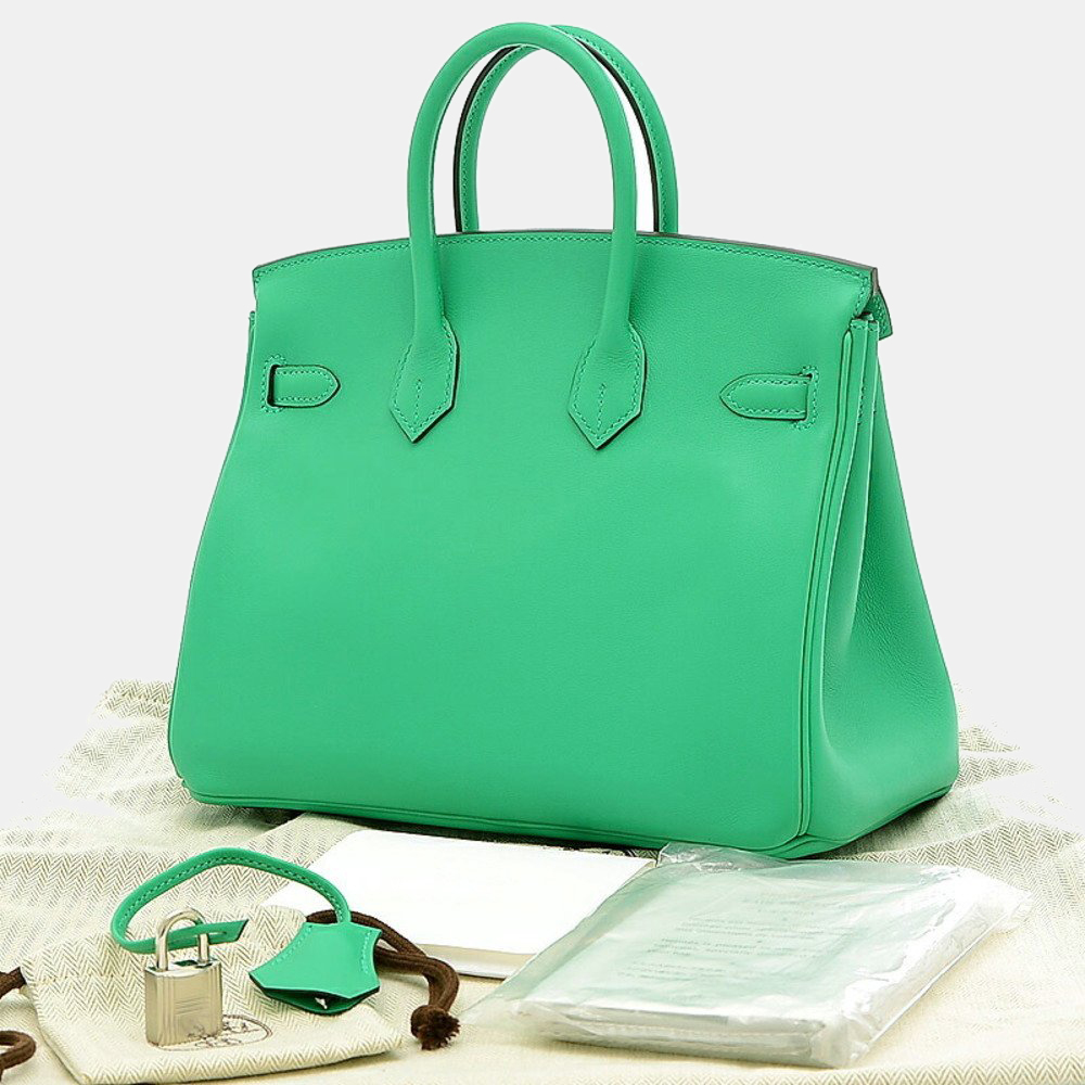 

Hermes Birkin 25 Swift Mint Y Engraved Handbag, Green