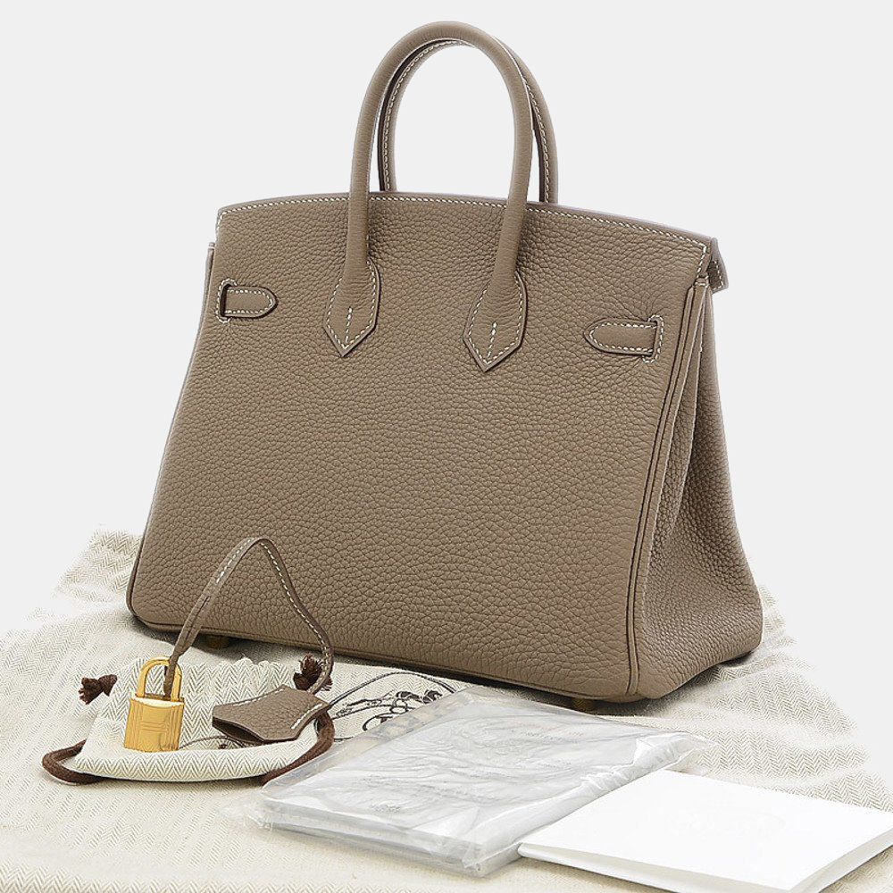 

Hermes Birkin 25 Togo Etoupe U Engraved Handbag, Grey