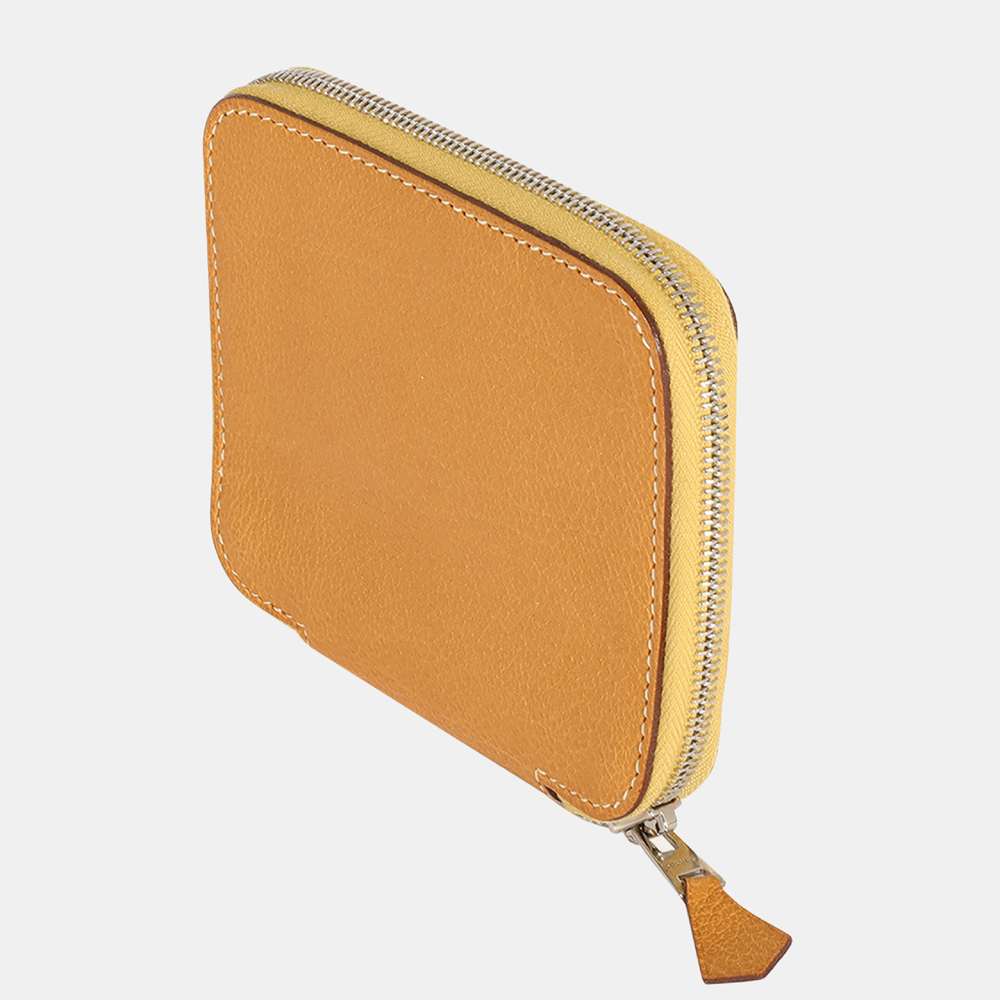 

Hermes Natural Vache Liegee Azap Compact Wallet PHW, Orange