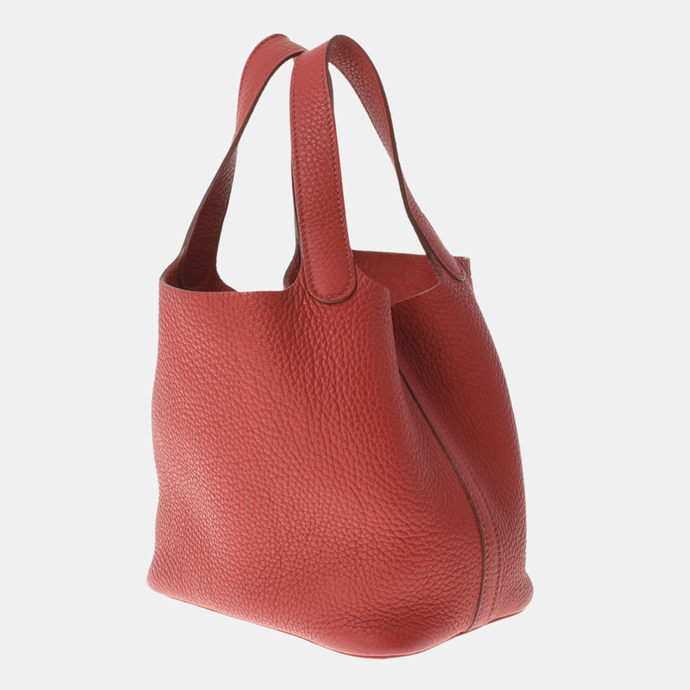

Hermes Red Taurillon Clemence Leather Picotin Lock PM Tote Bag