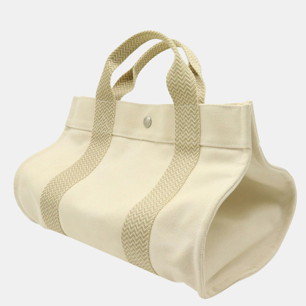 

Hermes Cannes PM tote bag handbag canvas ivory white beige