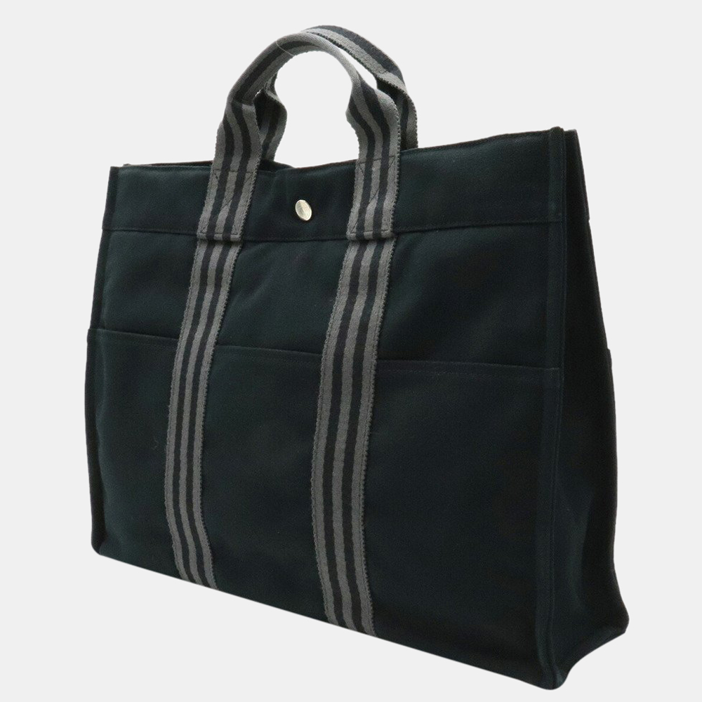 

Hermes Four Tote MM Bag Handbag Canvas Black Gray