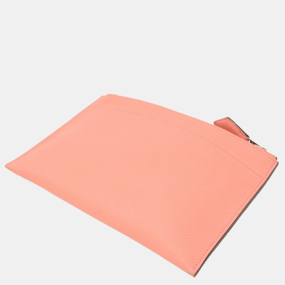

Hermes Pochette Bazaar Mini Clutch Bag Pouch Togo Leather Rose Candy Salmon Pink T Stamp, Orange