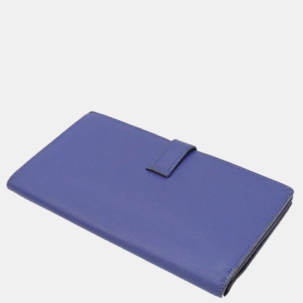

Hermes Bearn Souffle Bifold Long Wallet Vo Epsom Leather Blue Electric X Engraved