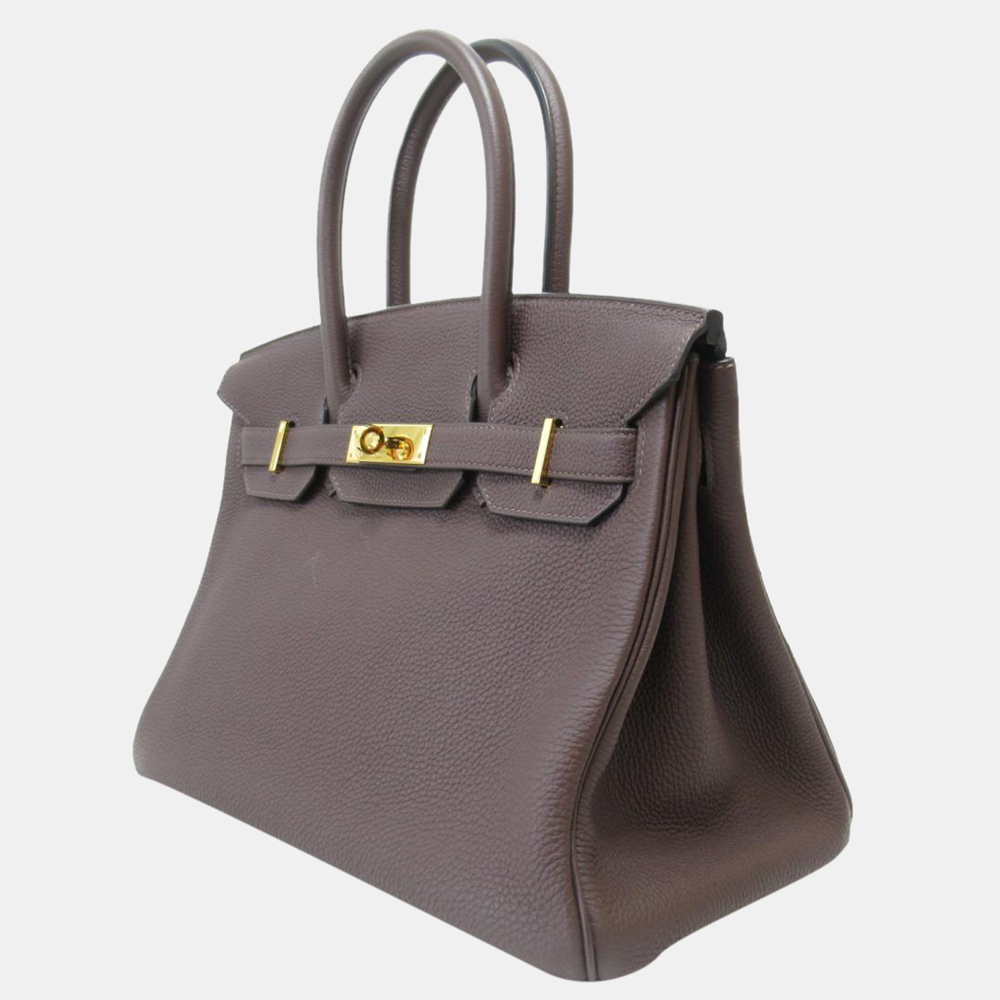 

Hermes Brown Togo Leather Gold Hardware Birkin 30 Bag