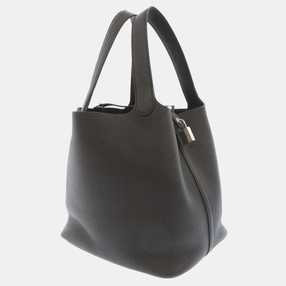 

Hermes Black Taurillon Clemence Leather Picotin Lock MM Tote Bag