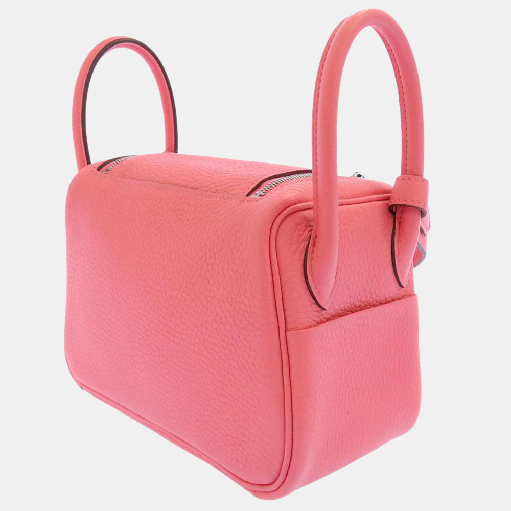 

Hermes Pink Taurillon Clemence Leather Lindy 20 Mini Shoulder Bag