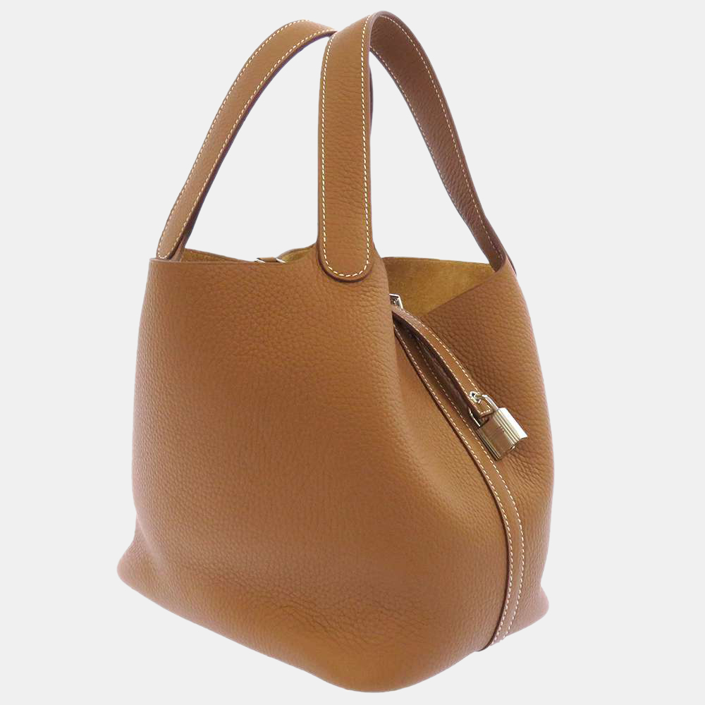

Hermes Gold Taurillon Clemence Leather Picotin Lock MM Tote Bag