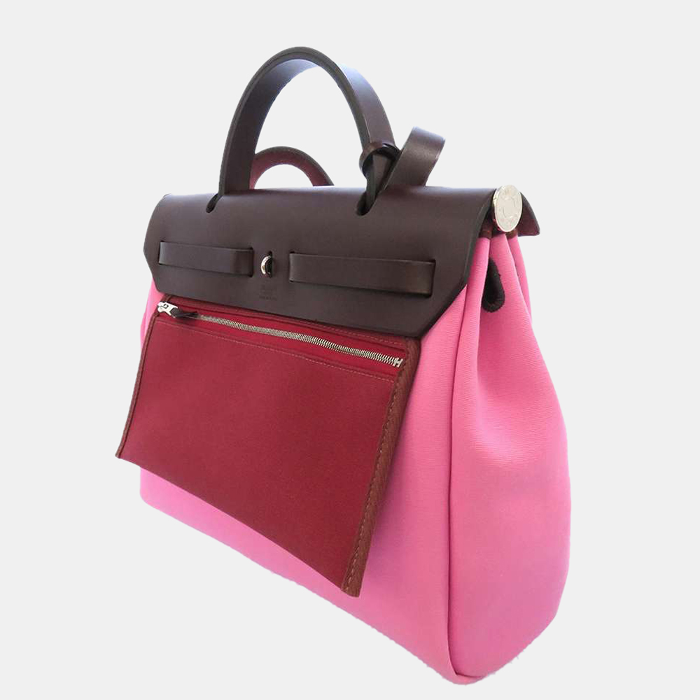 

Hermes Pink Toile Military Vache Hunter Leather Herbag Zip PM Shoulder Bag