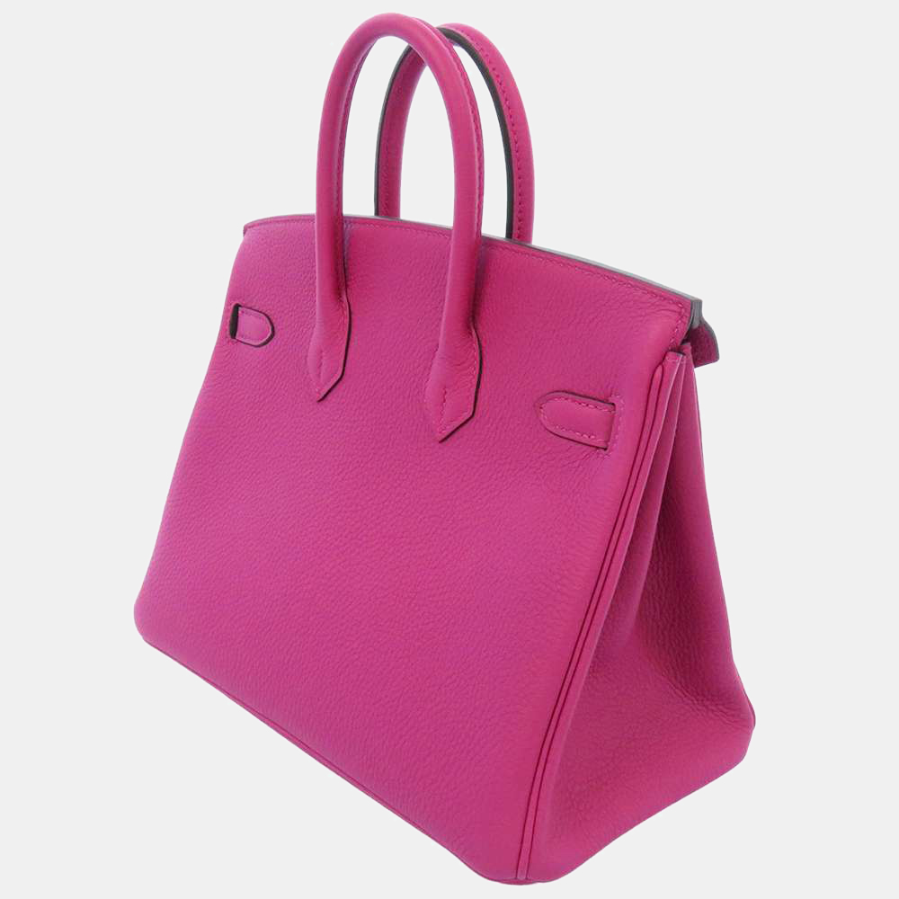 

Hermes Pink/Purple Togo Leather Palladium Hardware Birkin 25 Bag