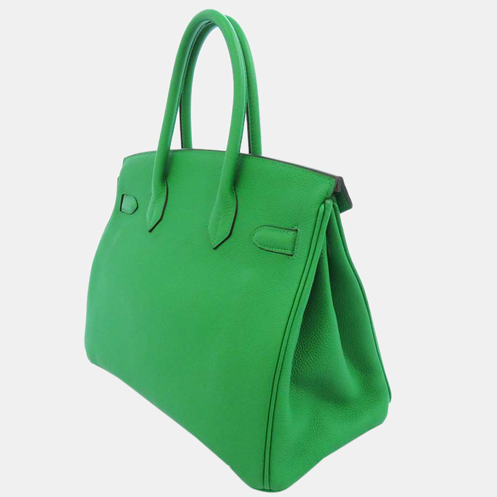 

Hermes Green/Caramel Togo Leather Palladium Hardware Birkin 30 Bag