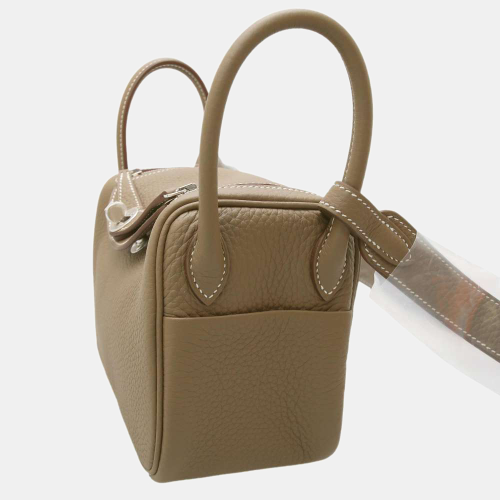 

Hermes Grey Taurillon Clemence Leather Lindy Mini 20 Shoulder Bag