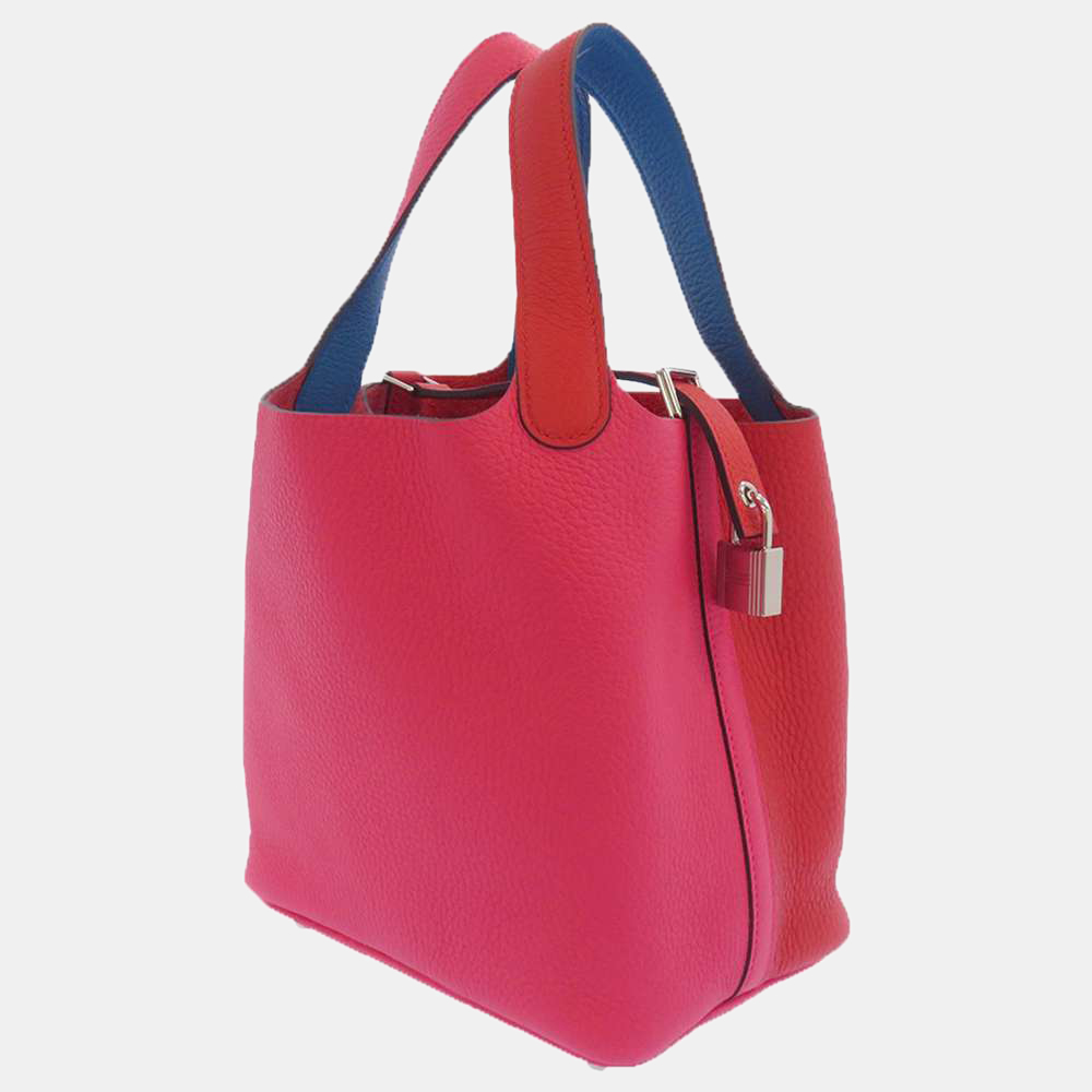 

Hermes Multi Taurillon Clemence Leather Picotin Lock PM Casaque 2 Tote Bag, Red