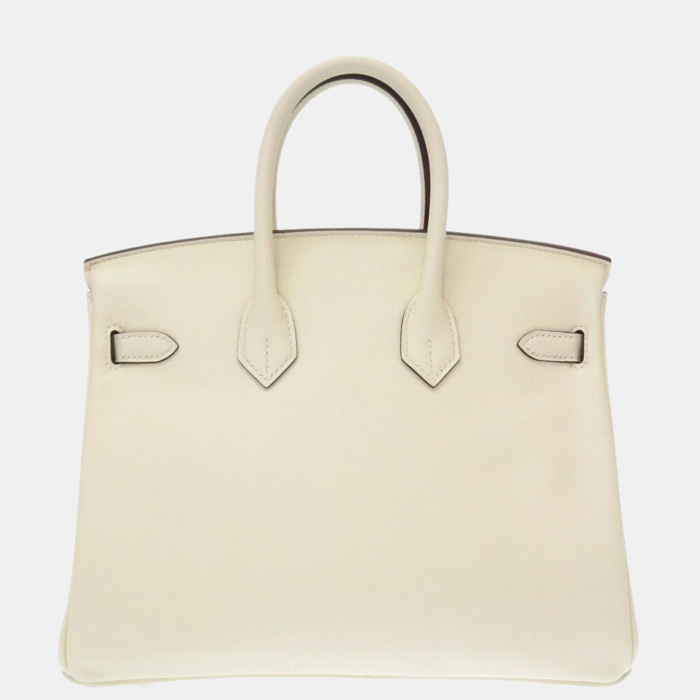 

Hermes Birkin 25 Vaux Swift Nata U Engraved Handbag, White