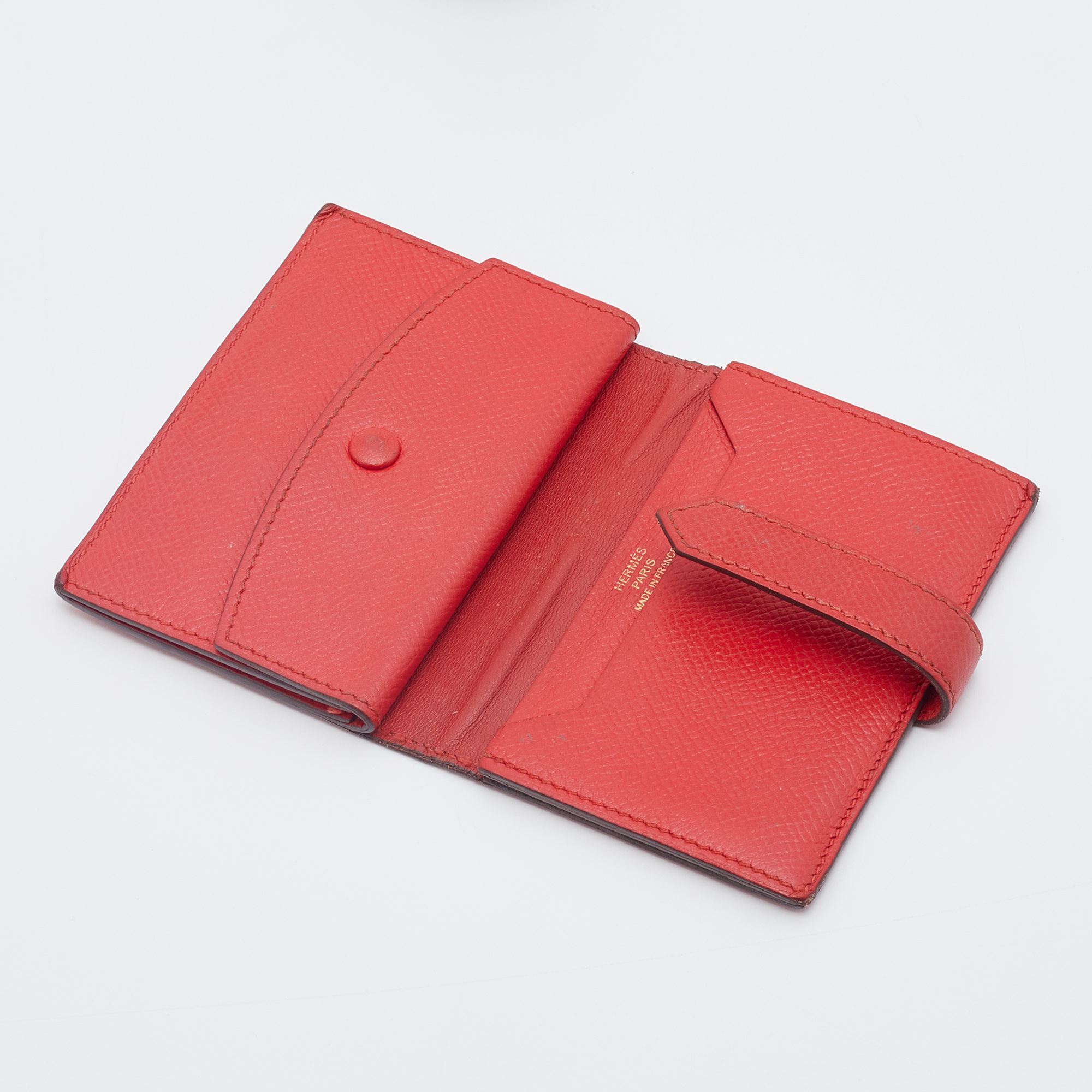 

Hermes Rouge Tomate Epsom Leather Bearn Mini Wallet, Red