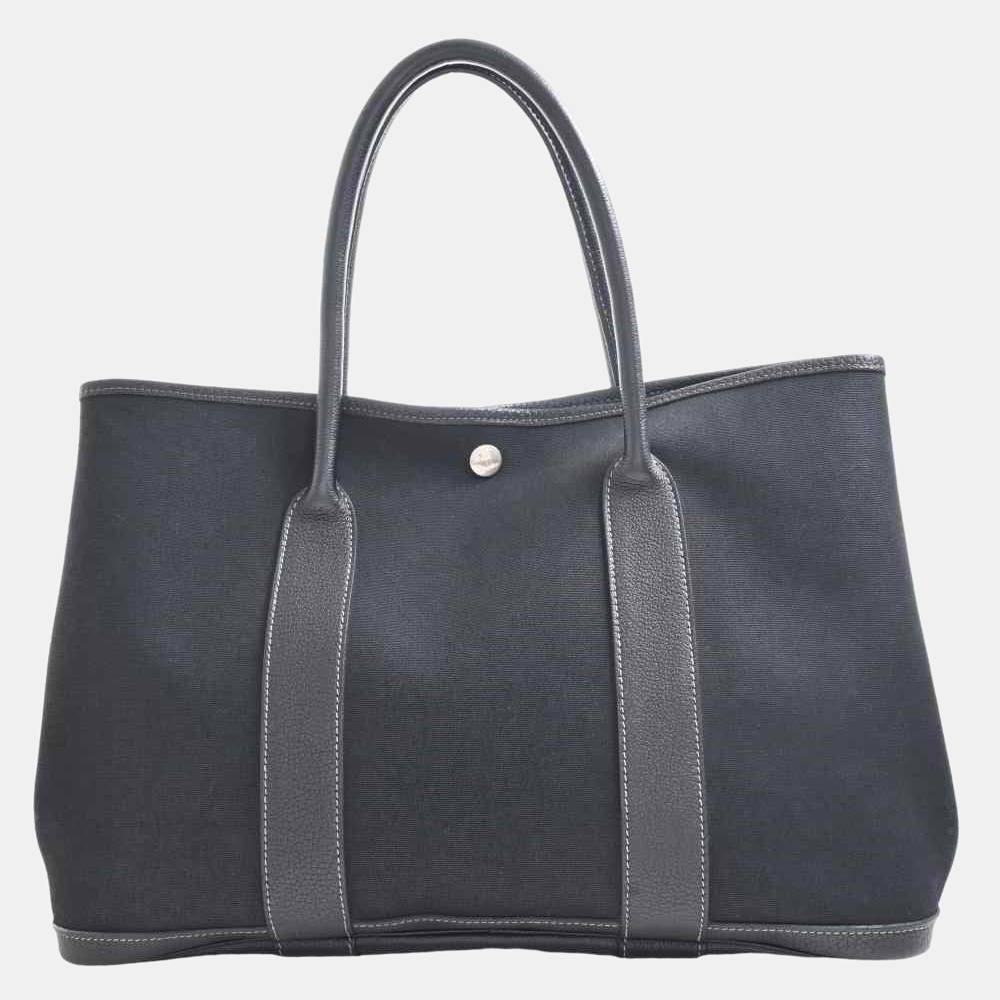 

Hermes Toile Officier Negonda Garden PM Tote Bag Black