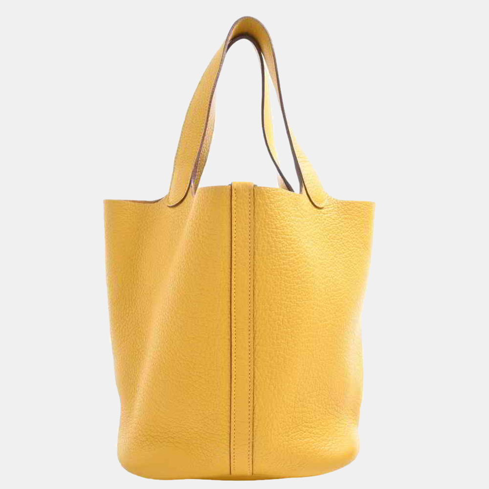 

Hermes Taurillon Clemence Picotin MM Handbag Yellow