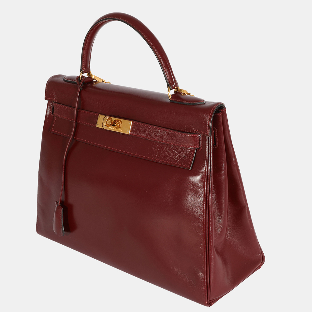 

Hermes Vintage Bordeaux Box Kelly 32 GHW, Brown