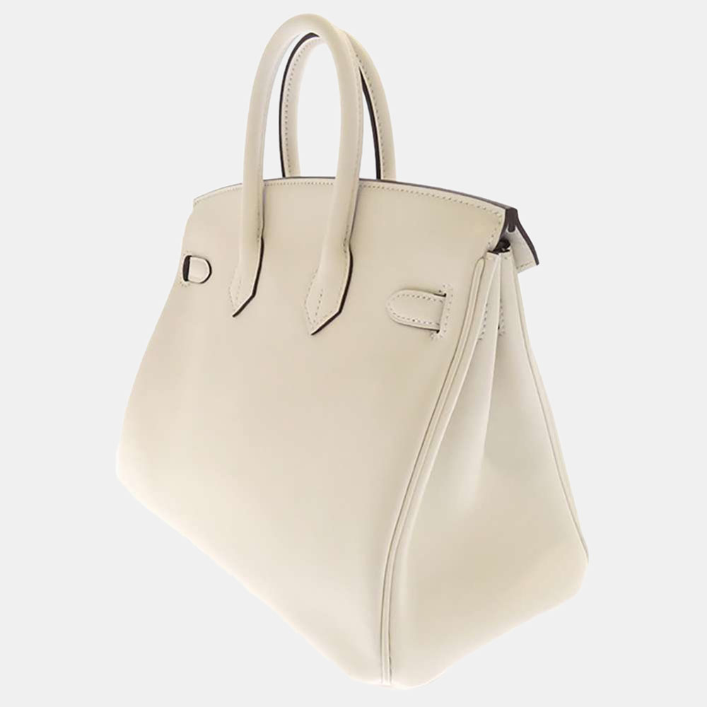 

Hermes White Swift Leather Gold Hardware Birkin 25 Bag