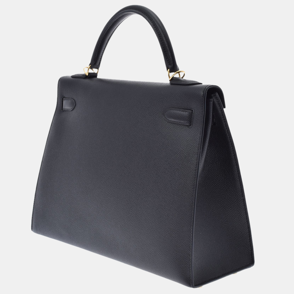 

Hermes Black Epsom Leather Gold Hardware Kelly Sellier 32 Bag