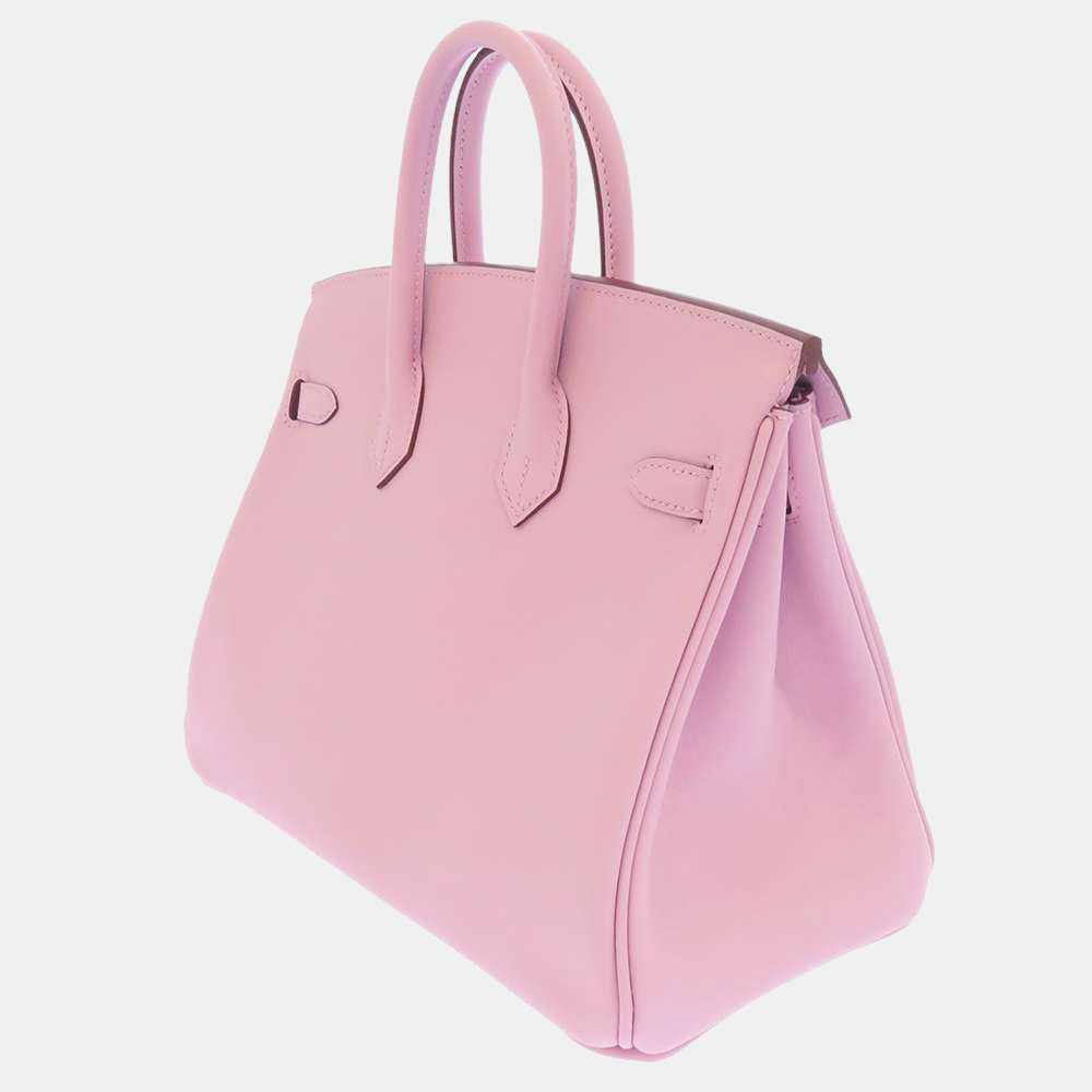 

Hermes Pink Swift Leather Palladium Hardware Birkin 25 Bag