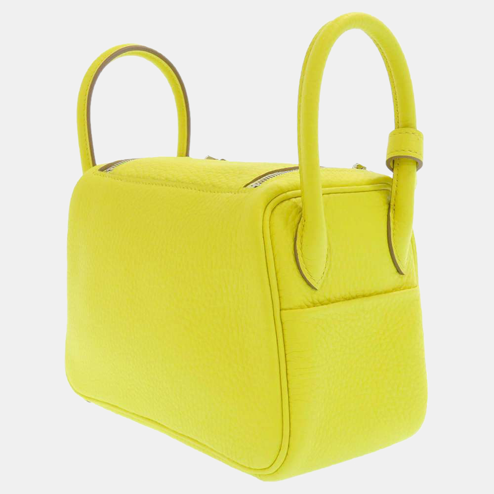 

Hermes Yellow Taurillon Clemence Leather Lindy 20 Mini Shoulder Bag