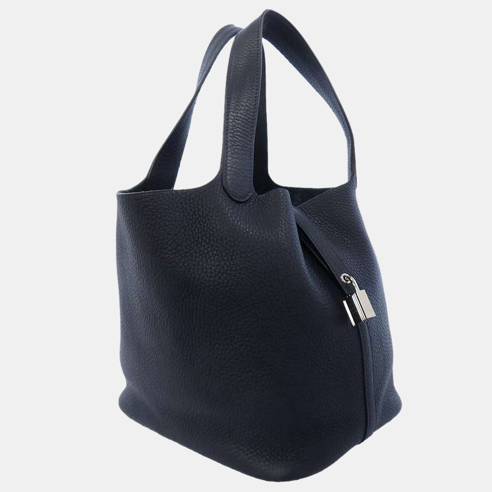

Hermes Blue Nuit Taurillon Clemence Picotin Lock MM Bag