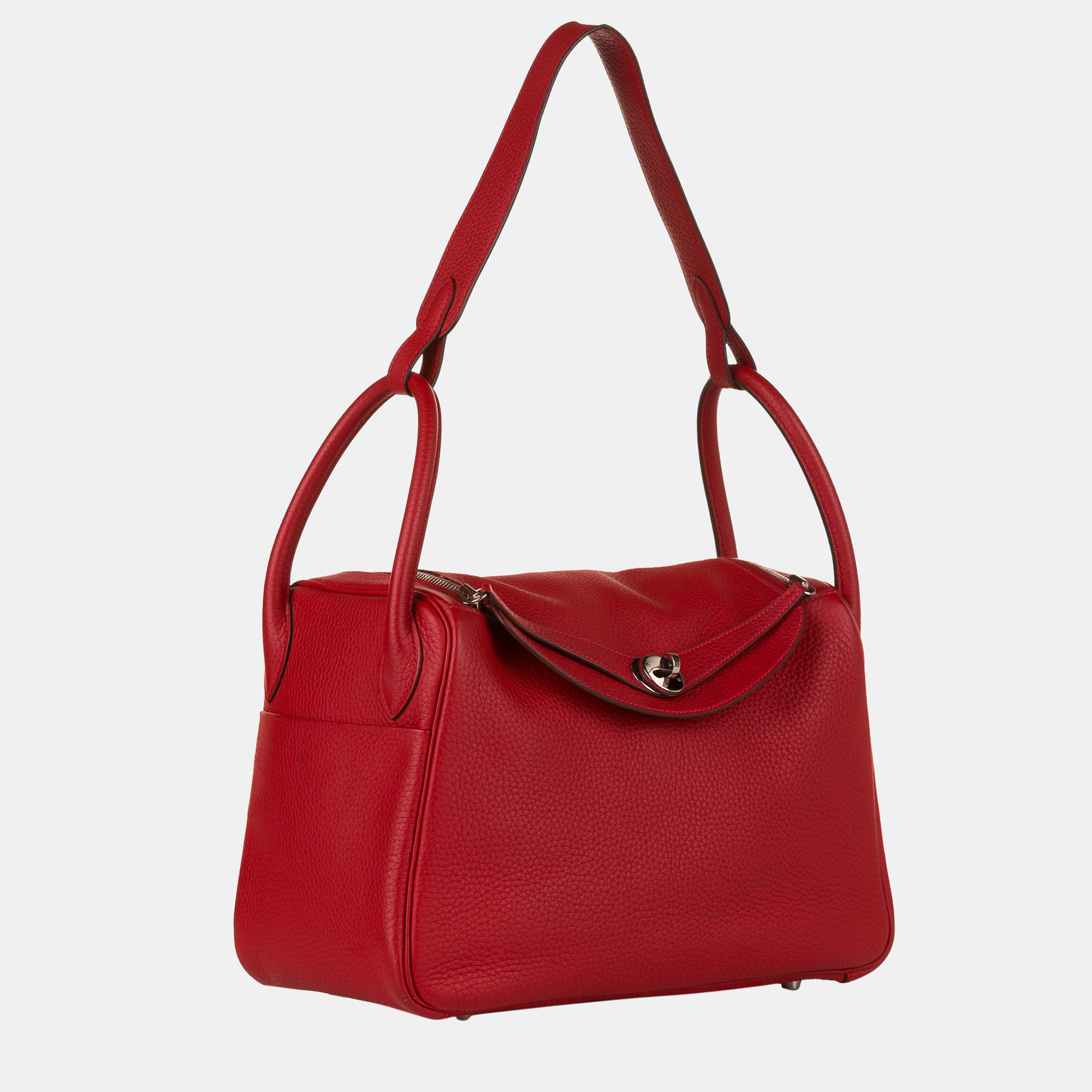 

Hermes Red Clemence Lindy 30