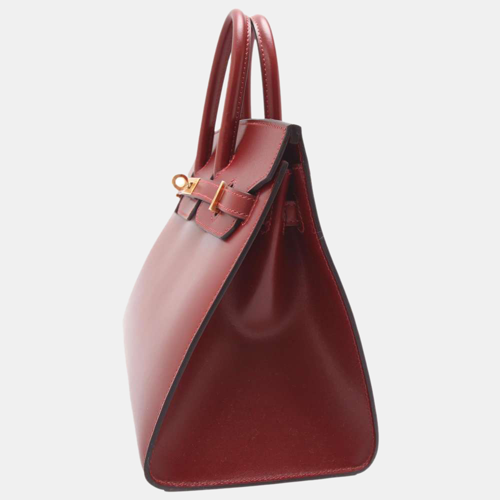 

Hermes Red Box Calf Leather Gold Hardware Birkin 25 Sellier Bag