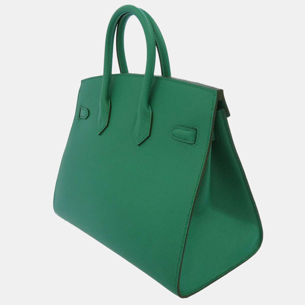 

Hermes Green Epsom Leather Palladium Hardware Birkin 25 Sellier Bag