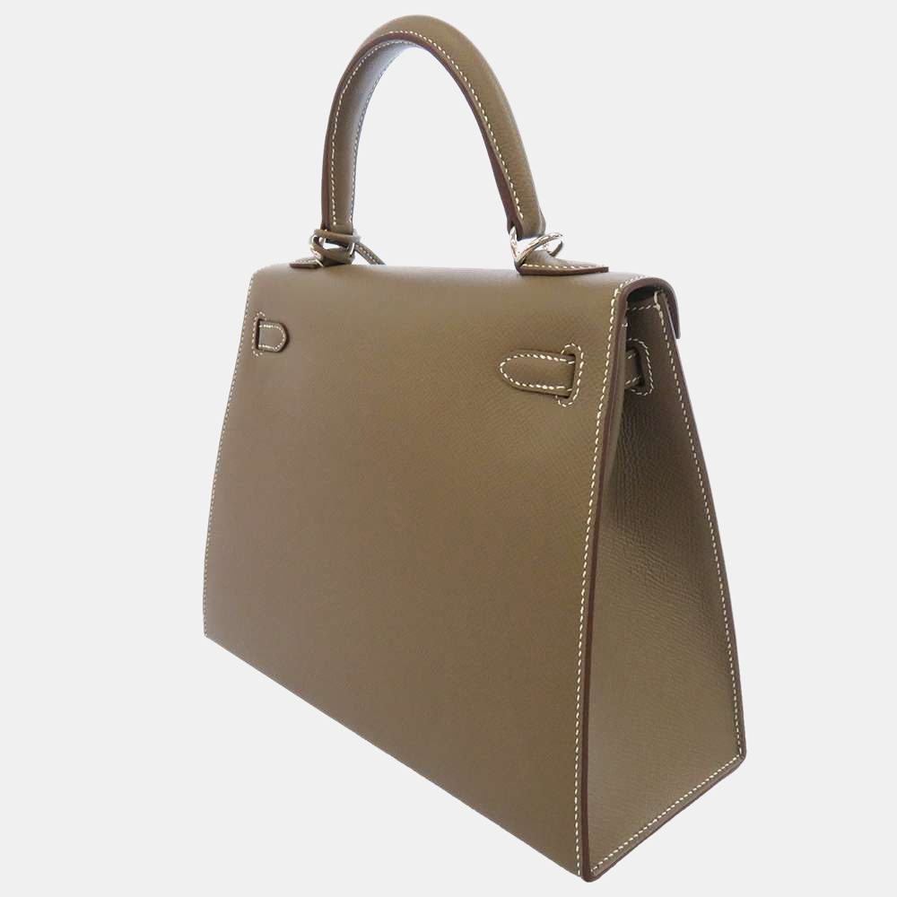 

Hermes Grey Epsom Leather Palladium Hardware Kelly Sellier 25 Bag