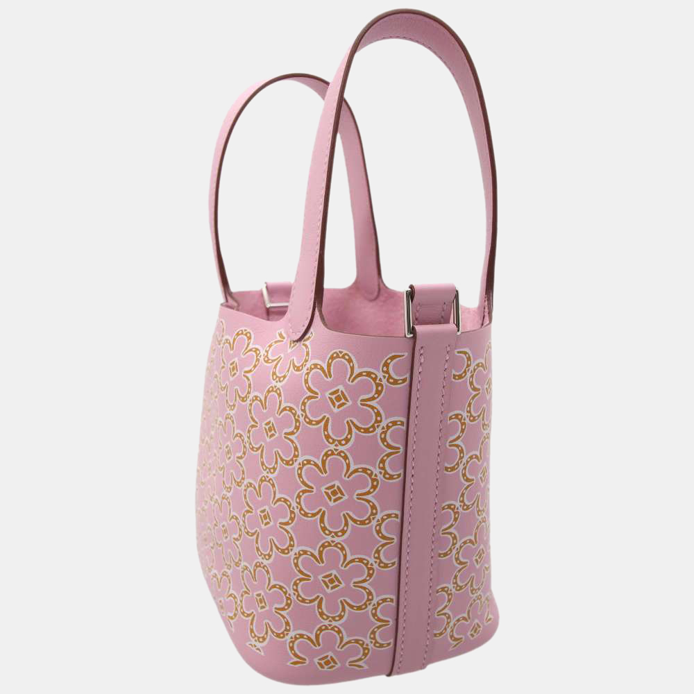 

Hermes Pink Swift Leather Lucky Daisy Micro Picotin Lock Top Handle Bag