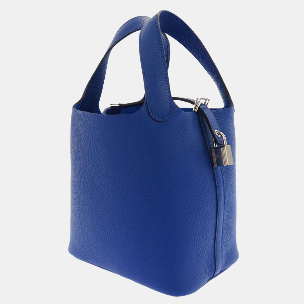 

Hermes Blue Taurillon Clemence Leather Picotin Lock 18 Tote Bag