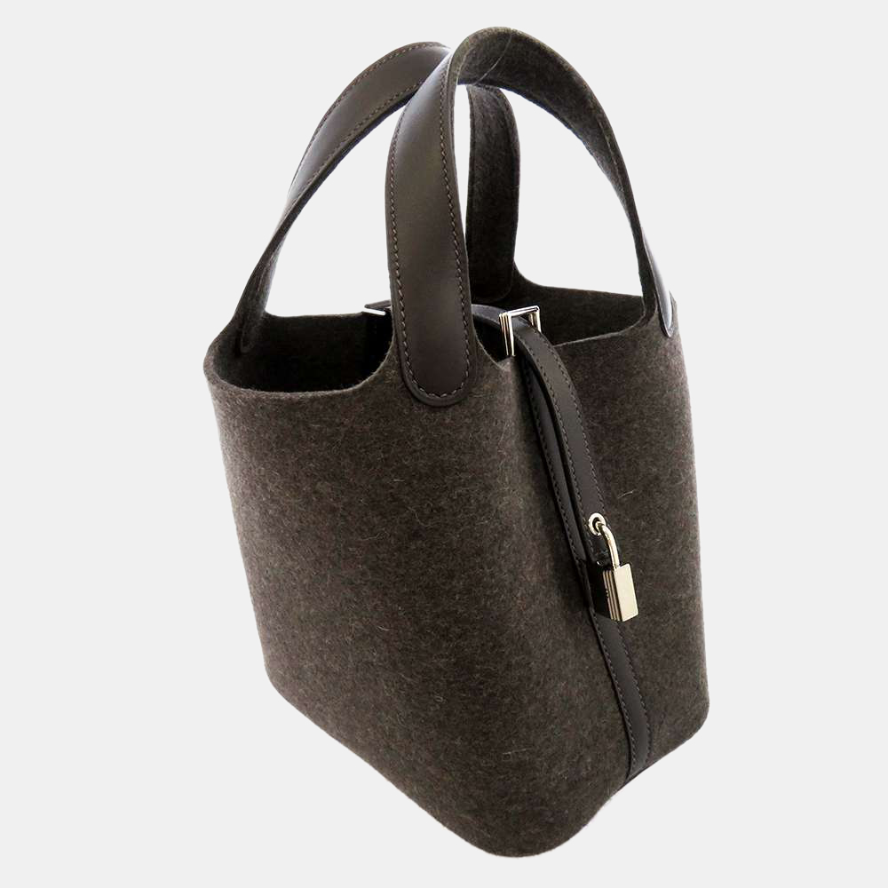 

Hermes Brown/Black Swift Leather Felt Picotin Lock PM Tote Bag