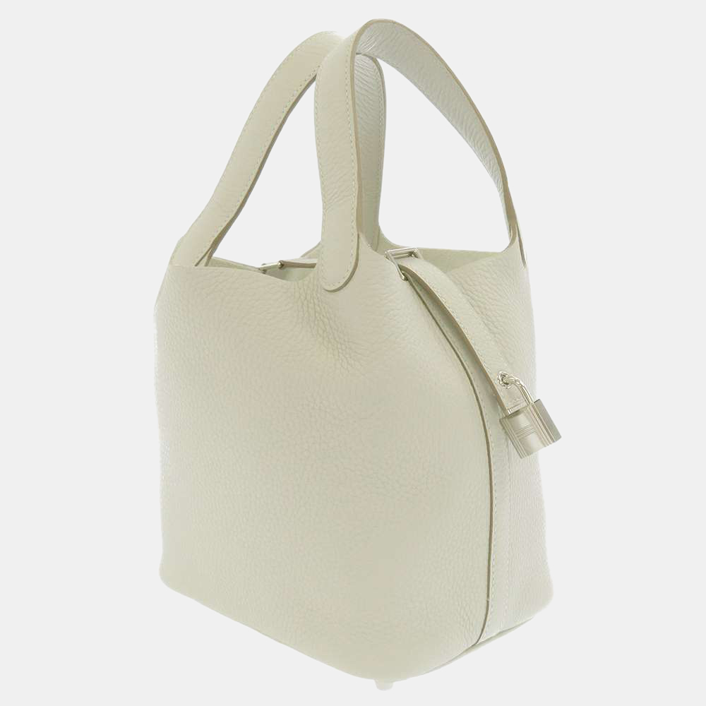 

Hermes Grey Pearl Taurillon Clemence Leather Picotin Lock PM Shoulder Bag